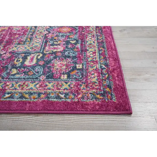 Fuchsia and Blue Distressed Area Rug Photo 6