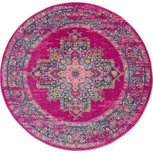 Photo of Fuchsia and Blue Distressed Area Rug