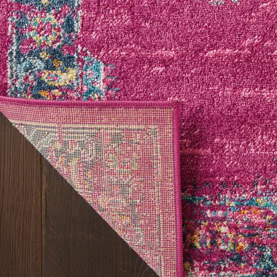 10' Fuchsia Power Loom Runner Rug Photo 4