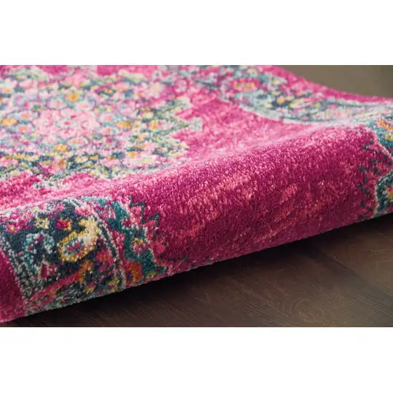 Fuchsia and Blue Distressed Runner Rug Photo 4