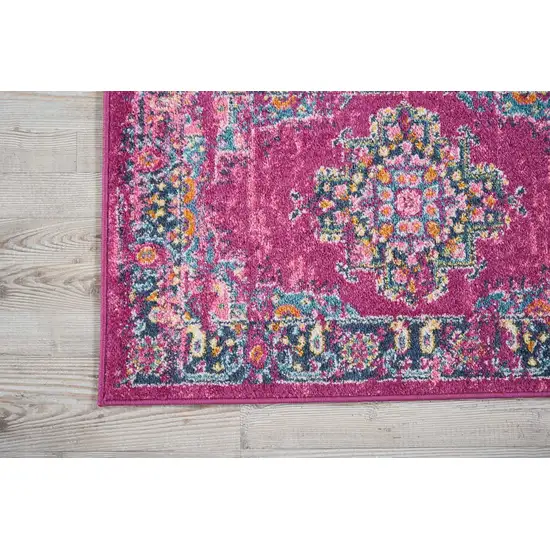 Fuchsia and Blue Distressed Scatter Rug Photo 3