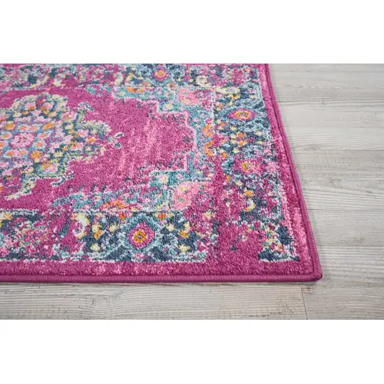 Fuchsia and Blue Distressed Scatter Rug Photo 6