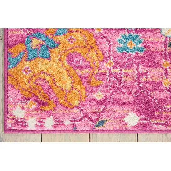 Fuchsia and Orange Distressed Area Rug Photo 2