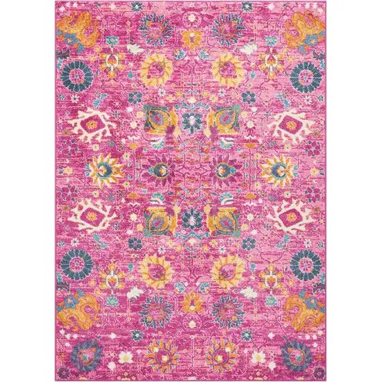 Fuchsia and Orange Distressed Area Rug Photo 1