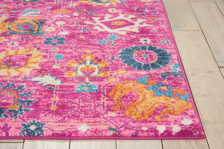 Fuchsia and Orange Distressed Area Rug Photo 5