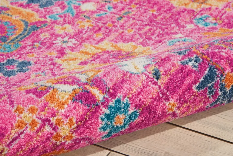 Fuchsia and Orange Distressed Area Rug Photo 3