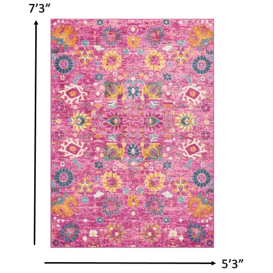 Fuchsia and Orange Distressed Area Rug Photo 3