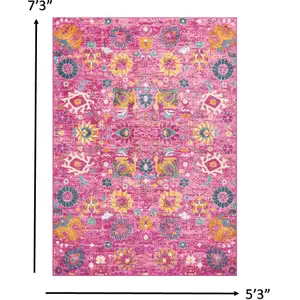 Photo of Fuchsia and Orange Distressed Area Rug