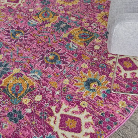 Fuchsia and Orange Distressed Area Rug Photo 3