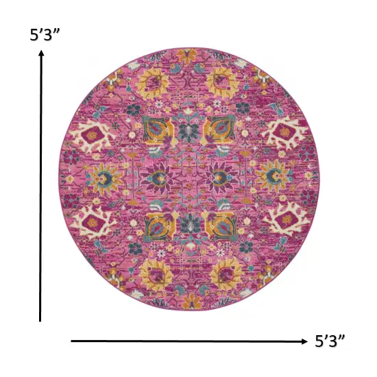 Fuchsia and Orange Distressed Area Rug Photo 5