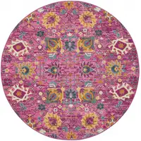 Photo of Fuchsia and Orange Distressed Area Rug