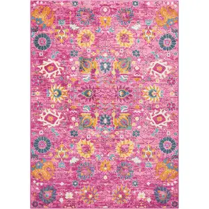 Photo of Fuchsia and Orange Distressed Area Rug