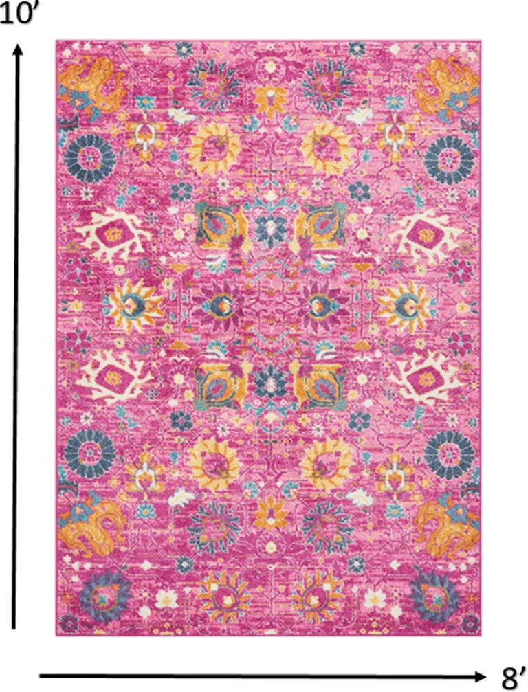 Fuchsia and Orange Distressed Area Rug Photo 2