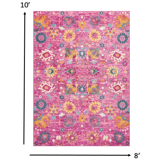 Fuchsia and Orange Distressed Area Rug Photo 2