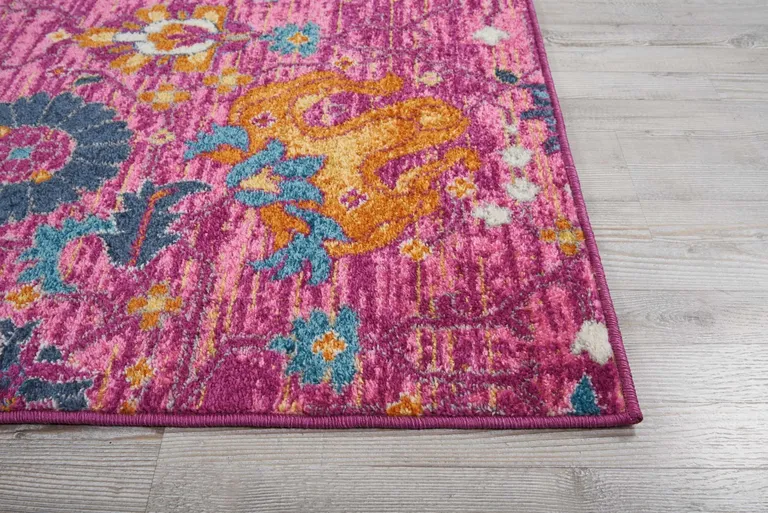 Fuchsia and Orange Distressed Area Rug Photo 5