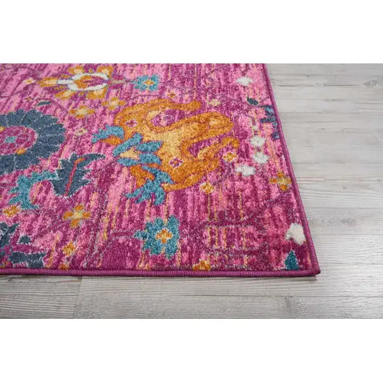 Fuchsia and Orange Distressed Area Rug Photo 5