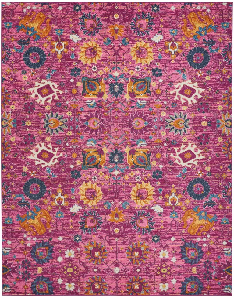 Fuchsia and Orange Distressed Area Rug Photo 1