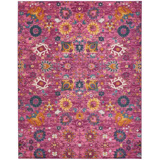 Fuchsia and Orange Distressed Area Rug Photo 1