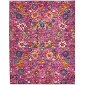 Photo of Fuchsia and Orange Distressed Area Rug