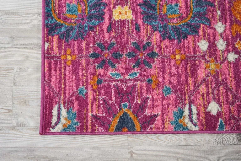 Fuchsia and Orange Distressed Area Rug Photo 3