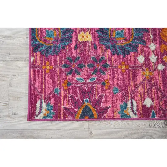 Fuchsia and Orange Distressed Area Rug Photo 3