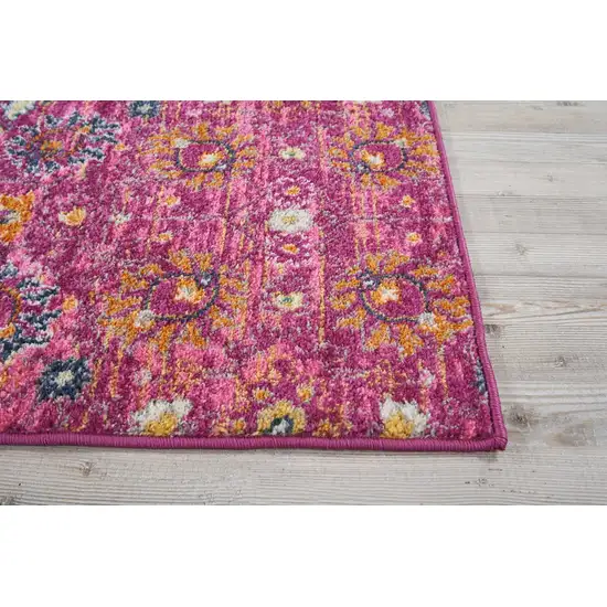 Fuchsia and Orange Distressed Runner Rug Photo 5