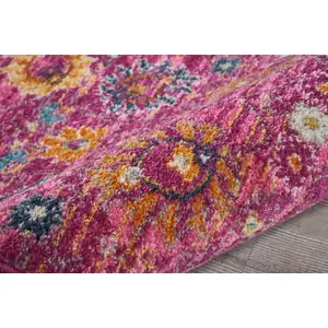 Photo of Fuchsia and Orange Distressed Runner Rug