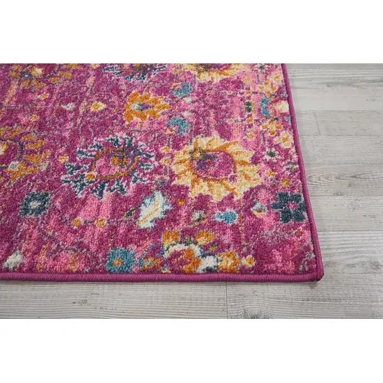 Fuchsia and Orange Distressed Runner Rug Photo 6