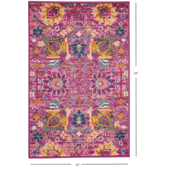 Fuchsia and Orange Distressed Scatter Rug Photo 2