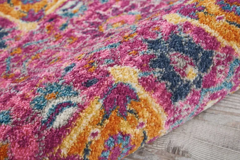 Fuchsia and Orange Distressed Scatter Rug Photo 4