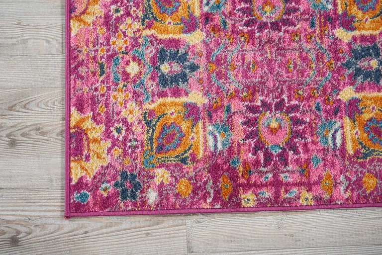 Fuchsia and Orange Distressed Scatter Rug Photo 3