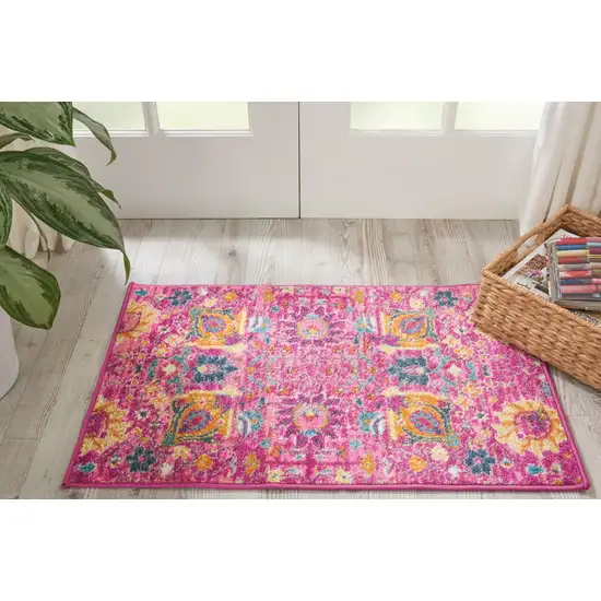 Fuchsia Floral Power Loom Area Rug Photo 8