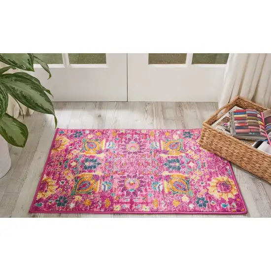 Fuchsia and Orange Distressed Scatter Rug Photo 5