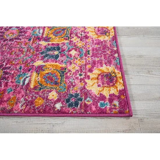 Fuchsia and Orange Distressed Scatter Rug Photo 6