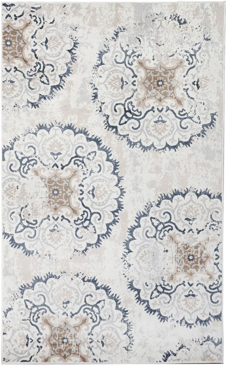 Geometric Medallion Stain Resistant Area Rug Photo 1