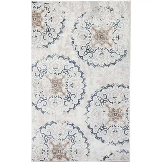 Geometric Medallion Stain Resistant Area Rug Photo 1