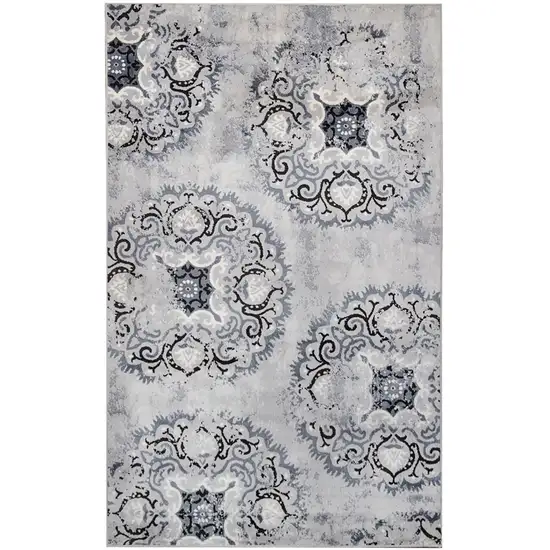 Geometric Medallion Stain Resistant Area Rug Photo 1