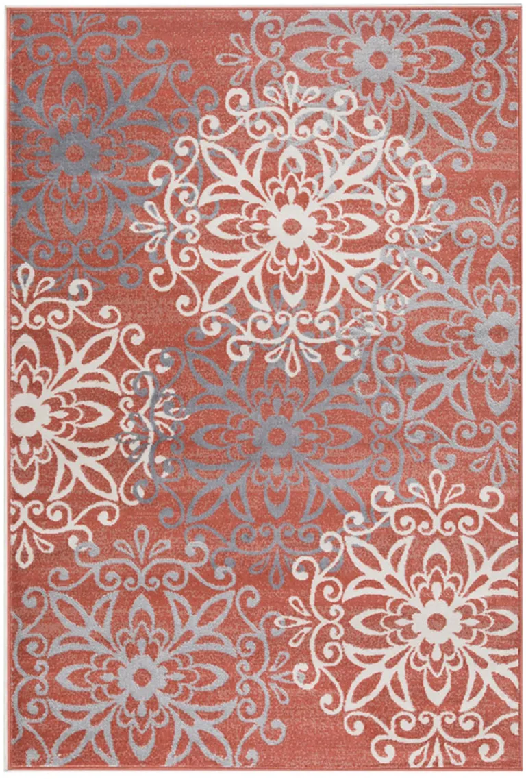 Ginger And Gray Medallion Power Loom Stain Resistant Area Rug Photo 1