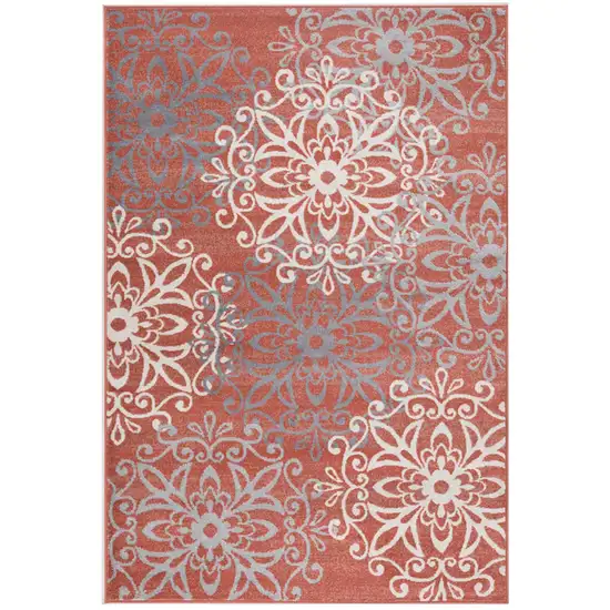 Ginger And Gray Medallion Power Loom Stain Resistant Area Rug Photo 1