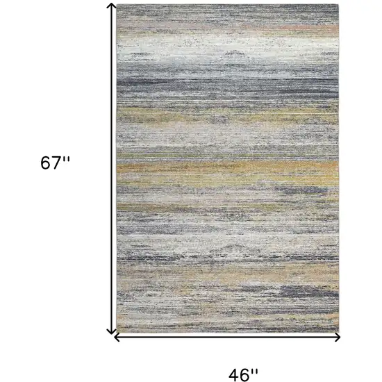 Gold Abstract Stain Resistant Area Rug Photo 4