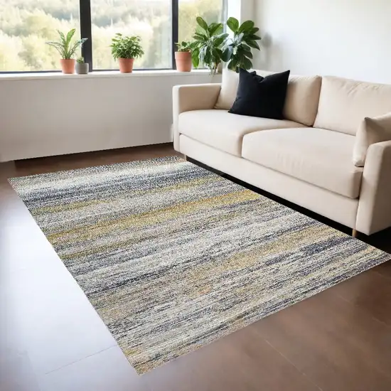 Gold Abstract Stain Resistant Area Rug Photo 1