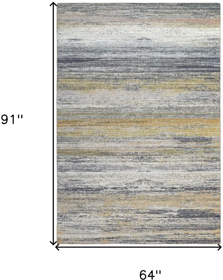 Gold Abstract Stain Resistant Area Rug Photo 4