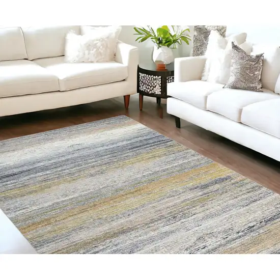 Gold Abstract Stain Resistant Area Rug Photo 2