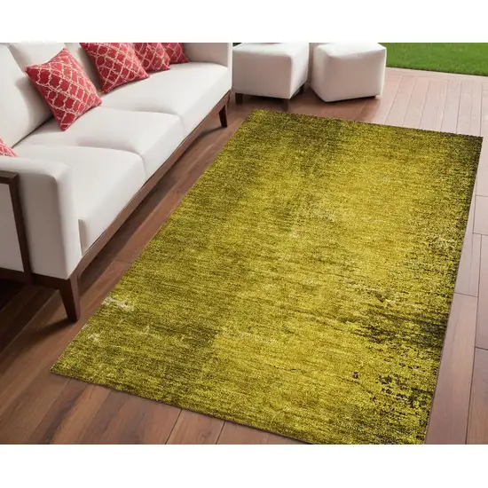 Gold Abstract Washable Non Skid Indoor Outdoor Area Rug Photo 1