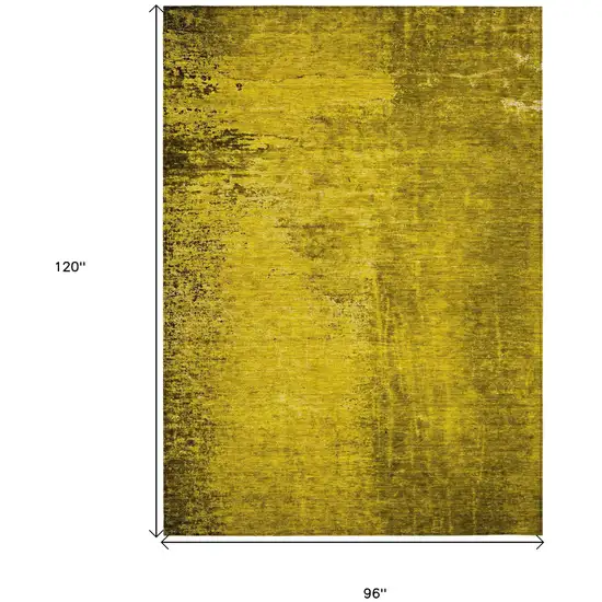 Gold Abstract Washable Non Skid Indoor Outdoor Area Rug Photo 3