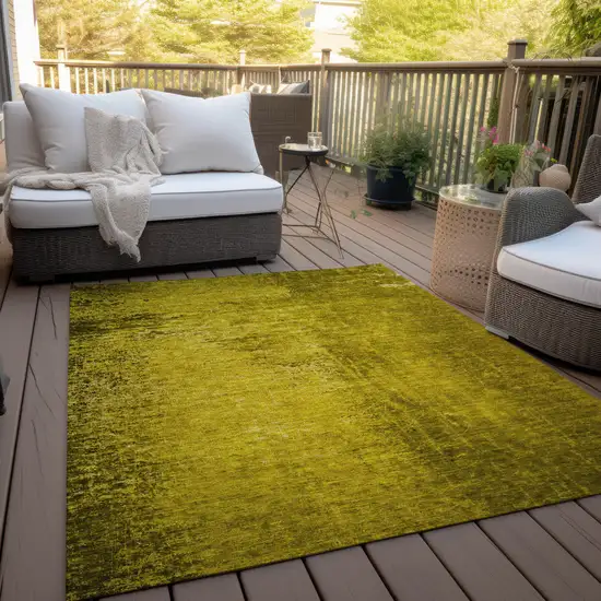 Gold Abstract Washable Non Skid Indoor Outdoor Area Rug Photo 8