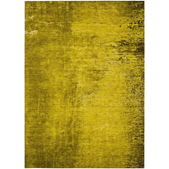 Gold Abstract Washable Non Skid Indoor Outdoor Area Rug Photo 5