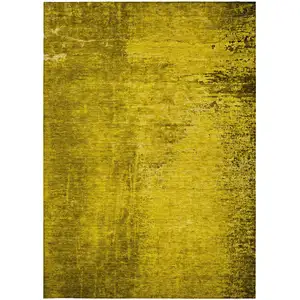 Photo of Gold Abstract Washable Non Skid Indoor Outdoor Area Rug