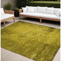 Photo of Gold Abstract Washable Non Skid Indoor Outdoor Area Rug