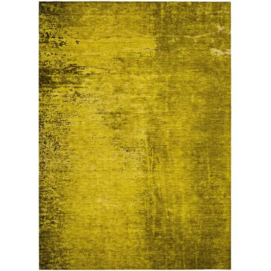 Gold Abstract Washable Non Skid Indoor Outdoor Area Rug Photo 2